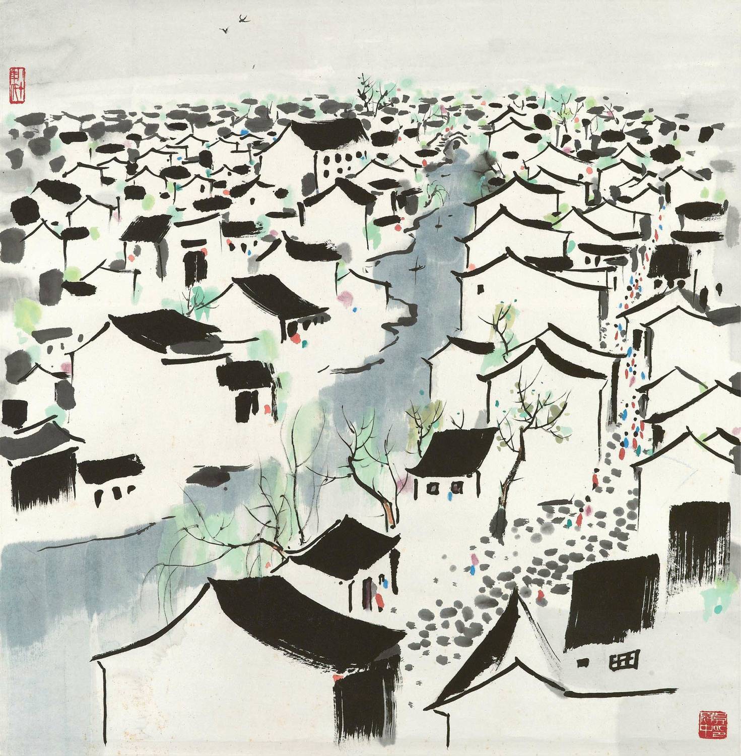 吴冠中 绘画作品 素材 中国风 绘画 水彩 下载